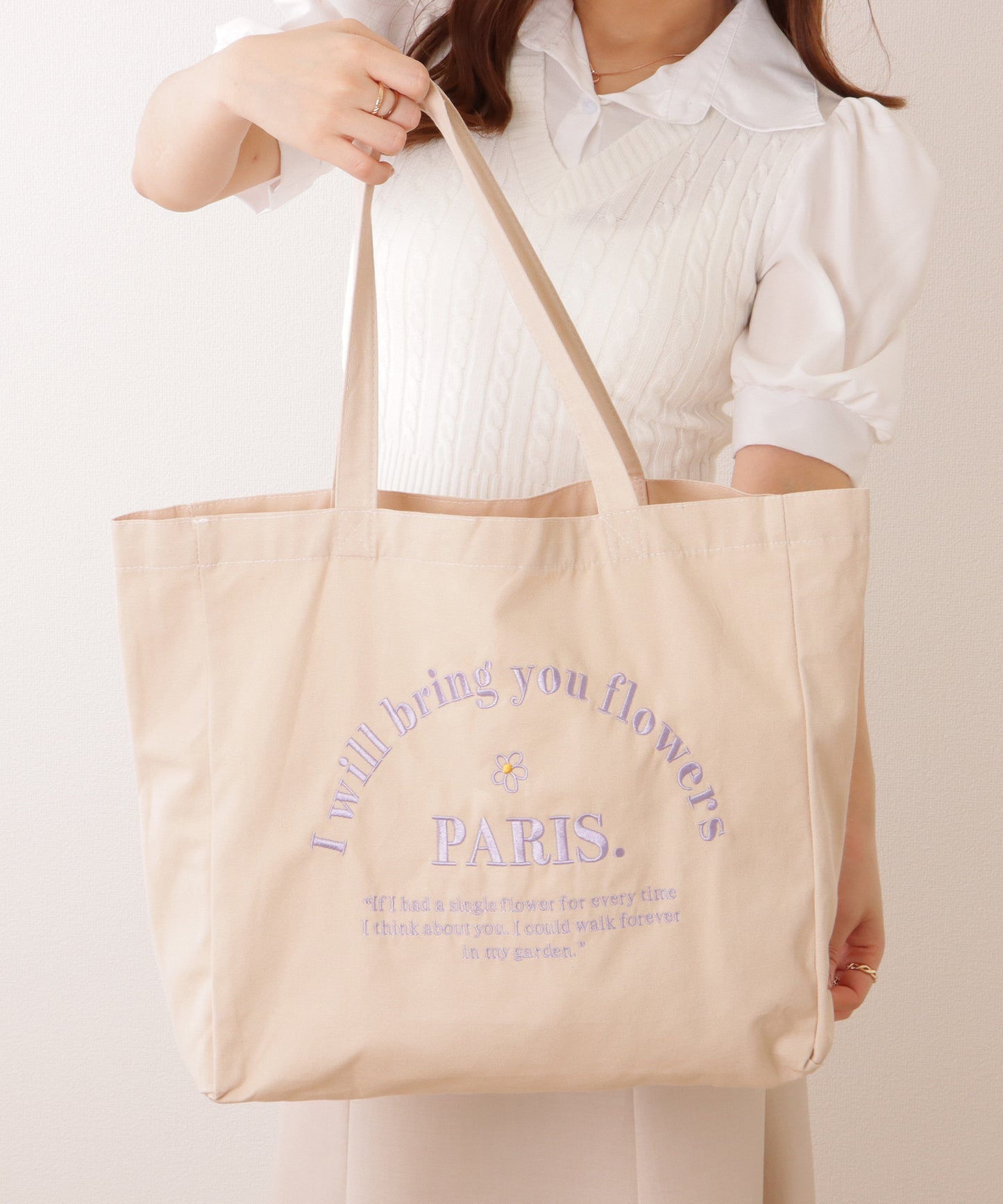 配色 レター 刺繍 スクエア トートバッグ