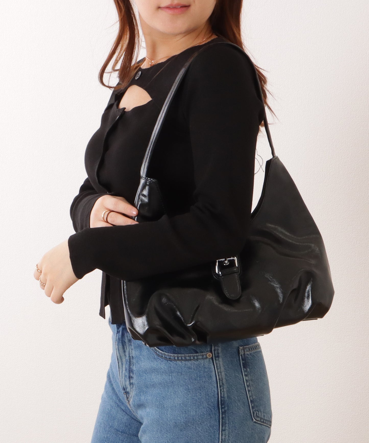 ベルト付き ワンハンドル ショルダーバッグ