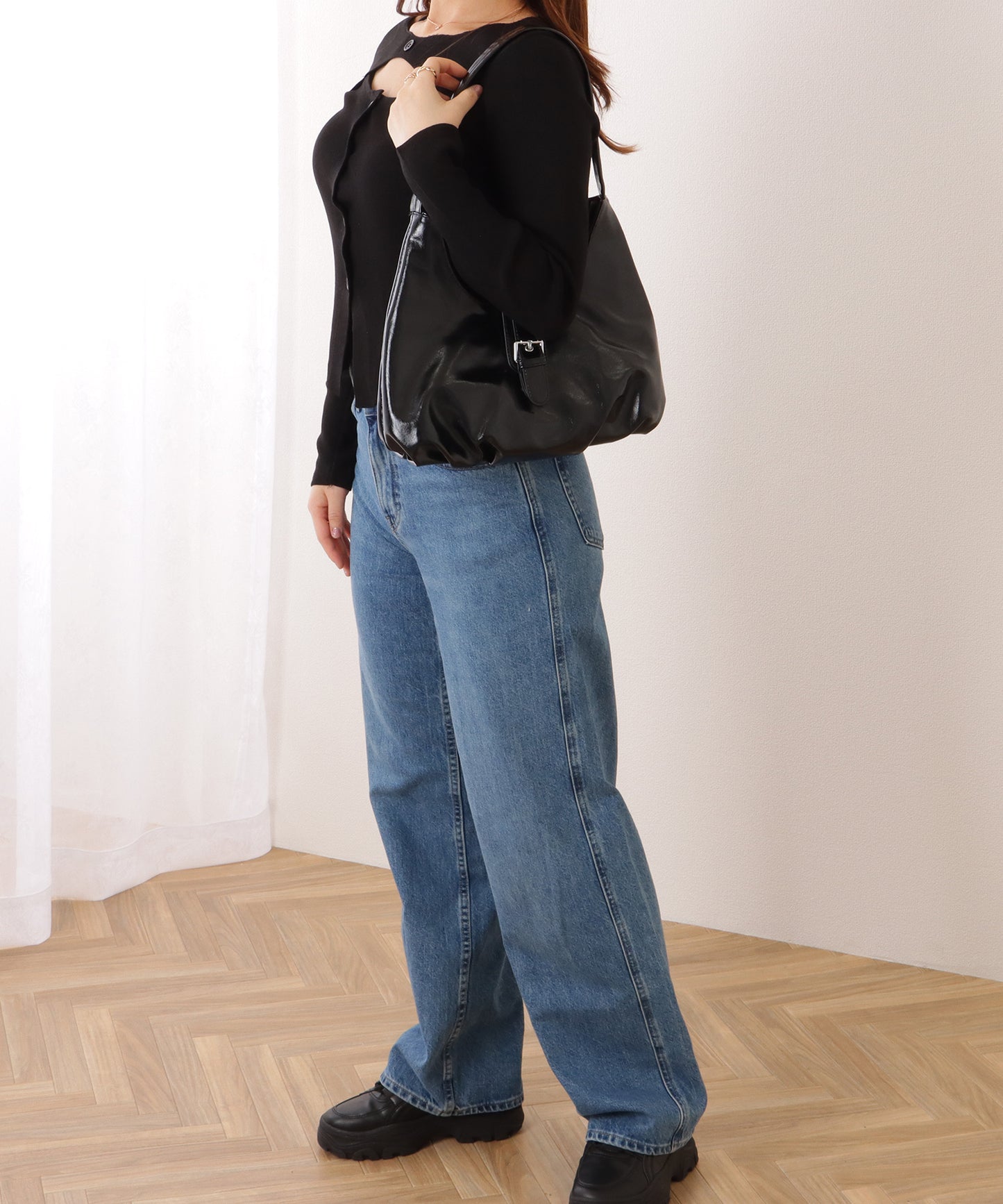 ベルト付き ワンハンドル ショルダーバッグ