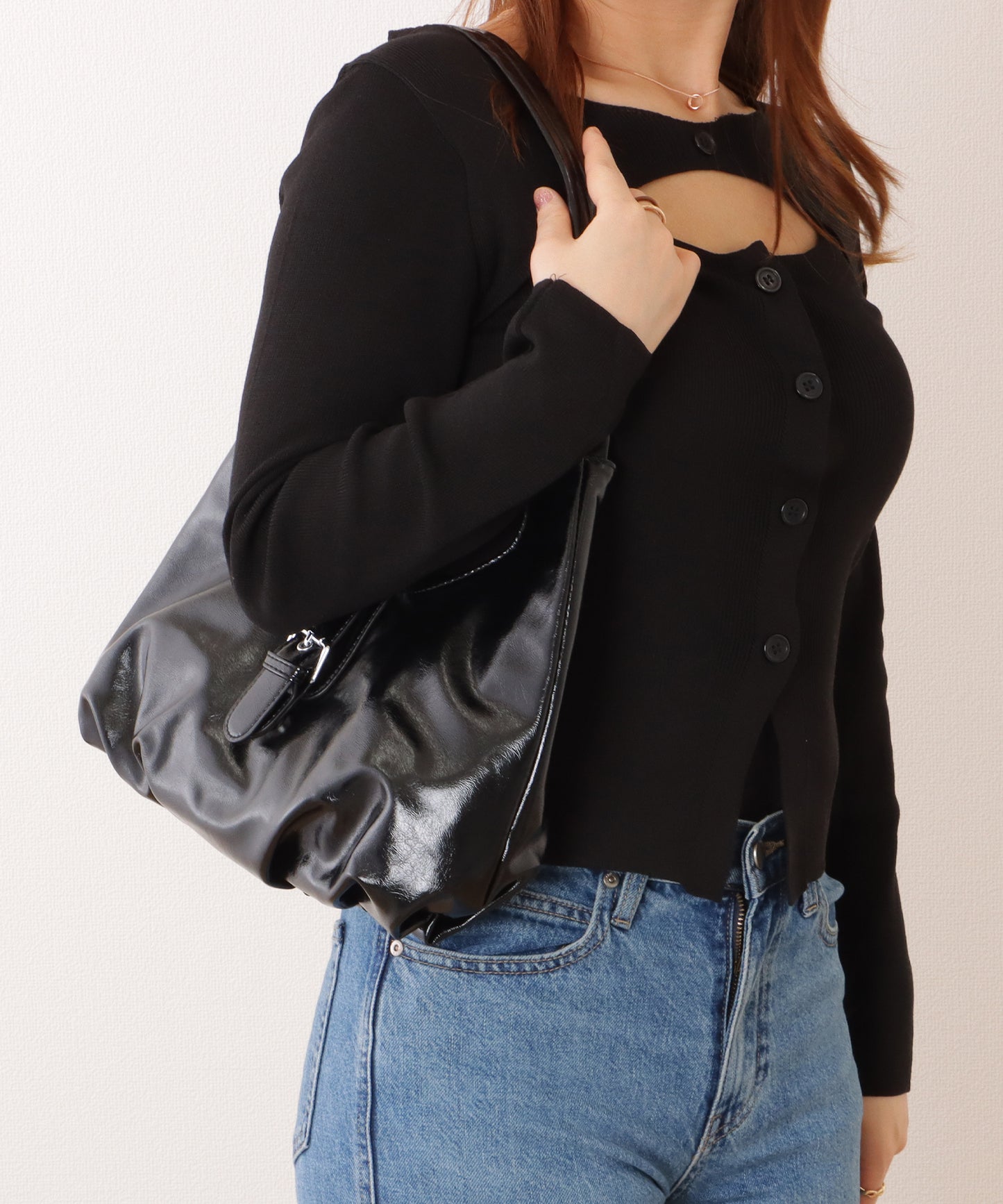 ベルト付き ワンハンドル ショルダーバッグ