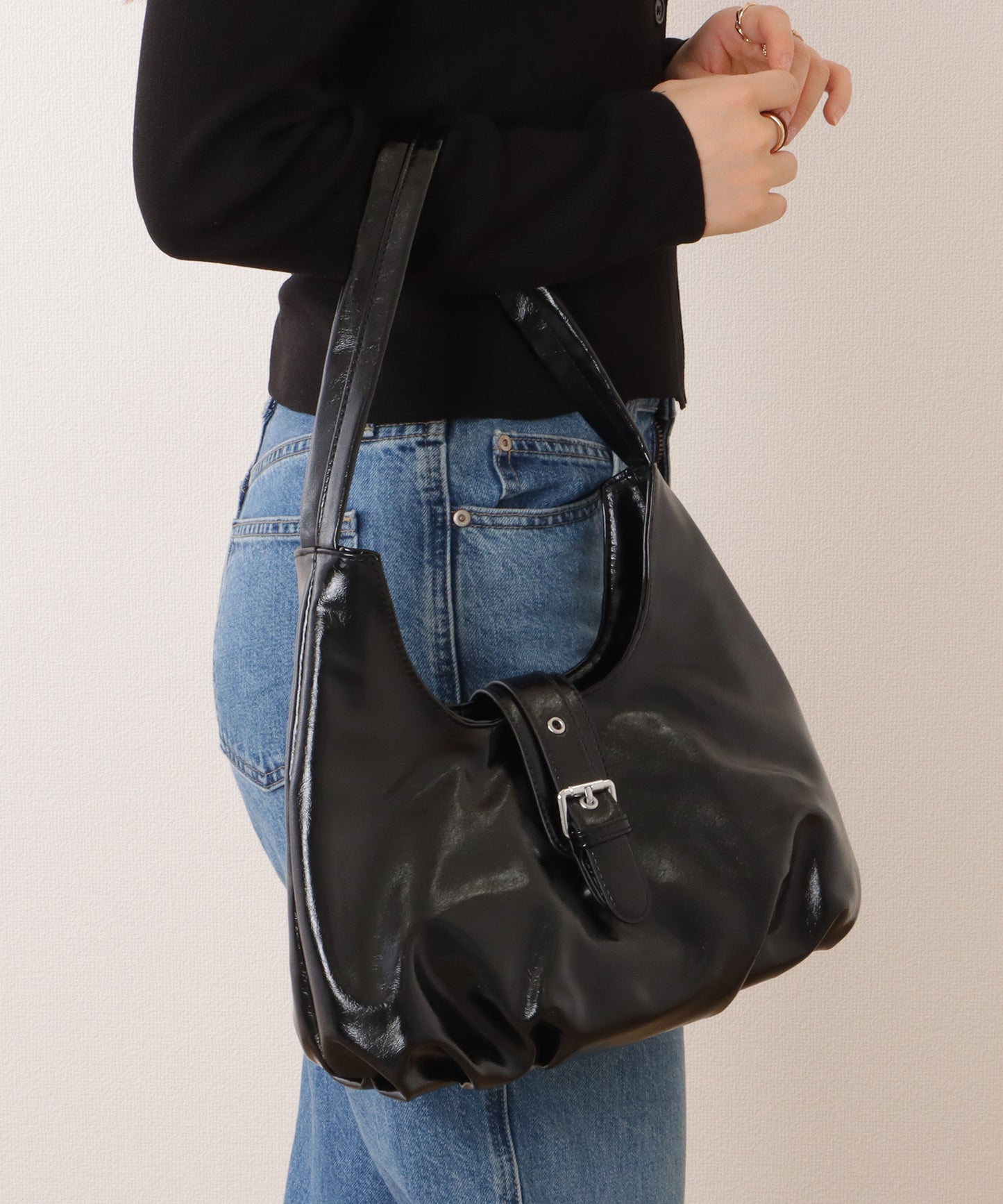 ベルト付き ワンハンドル ショルダーバッグ