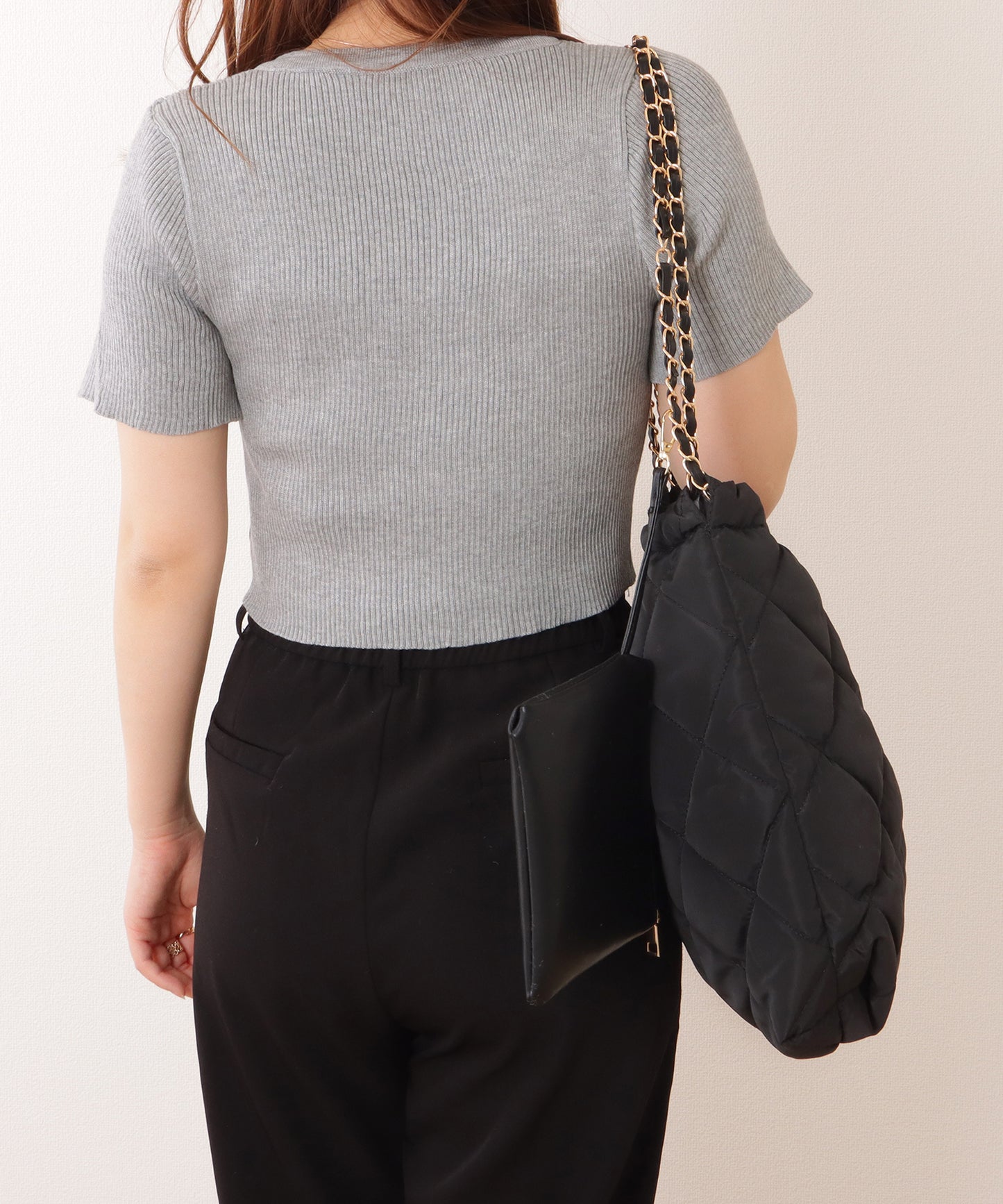 マルチポーチ付きキルティングチェーンショルダーバッグ