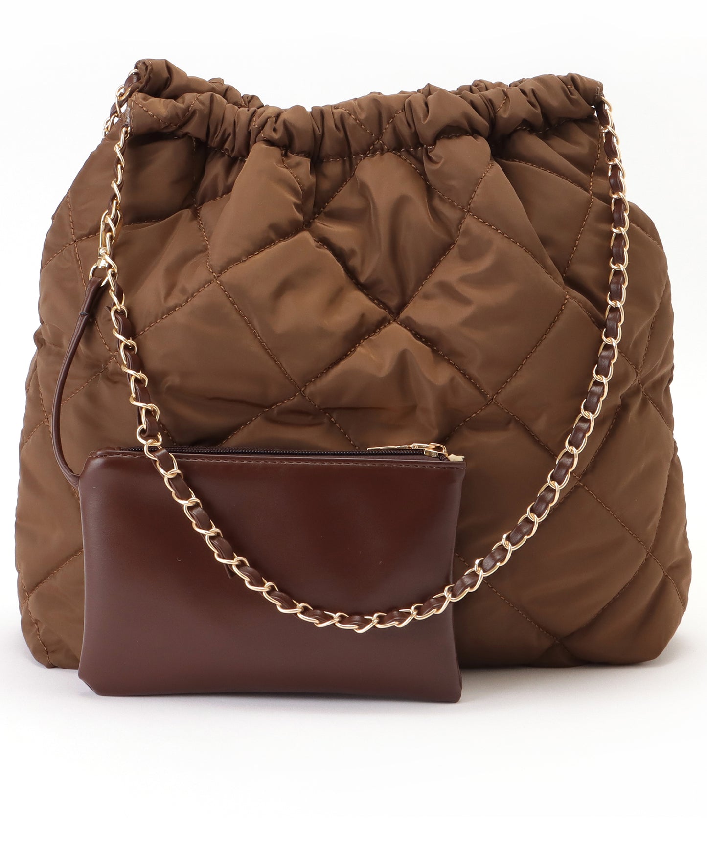 マルチポーチ付きキルティングチェーンショルダーバッグ