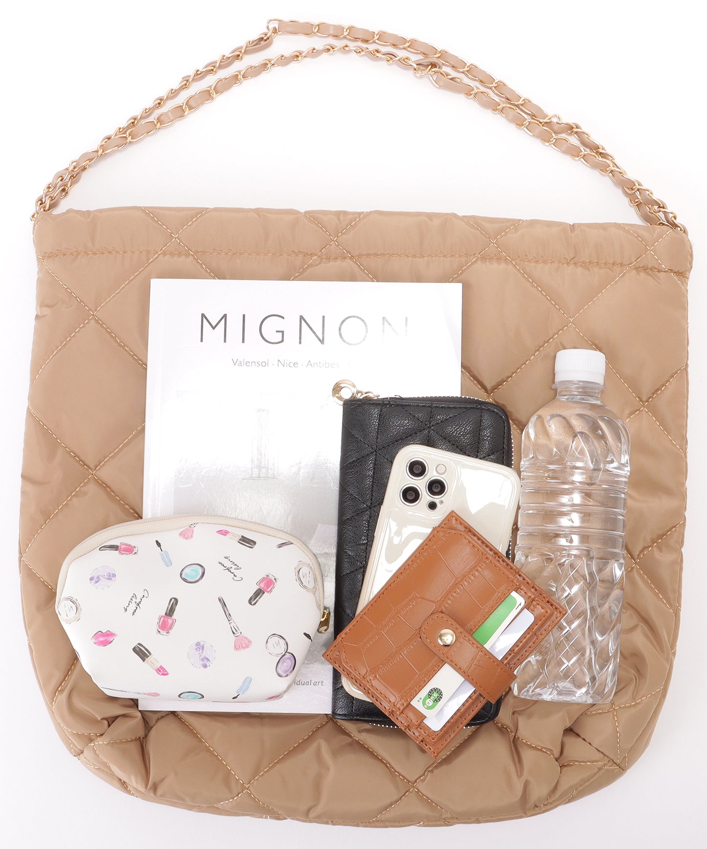 マルチポーチ付きキルティングチェーンショルダーバッグ