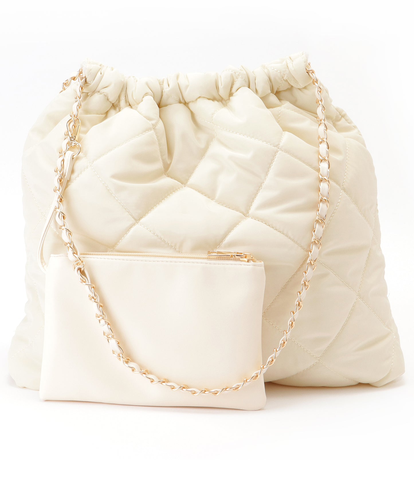 マルチポーチ付きキルティングチェーンショルダーバッグ
