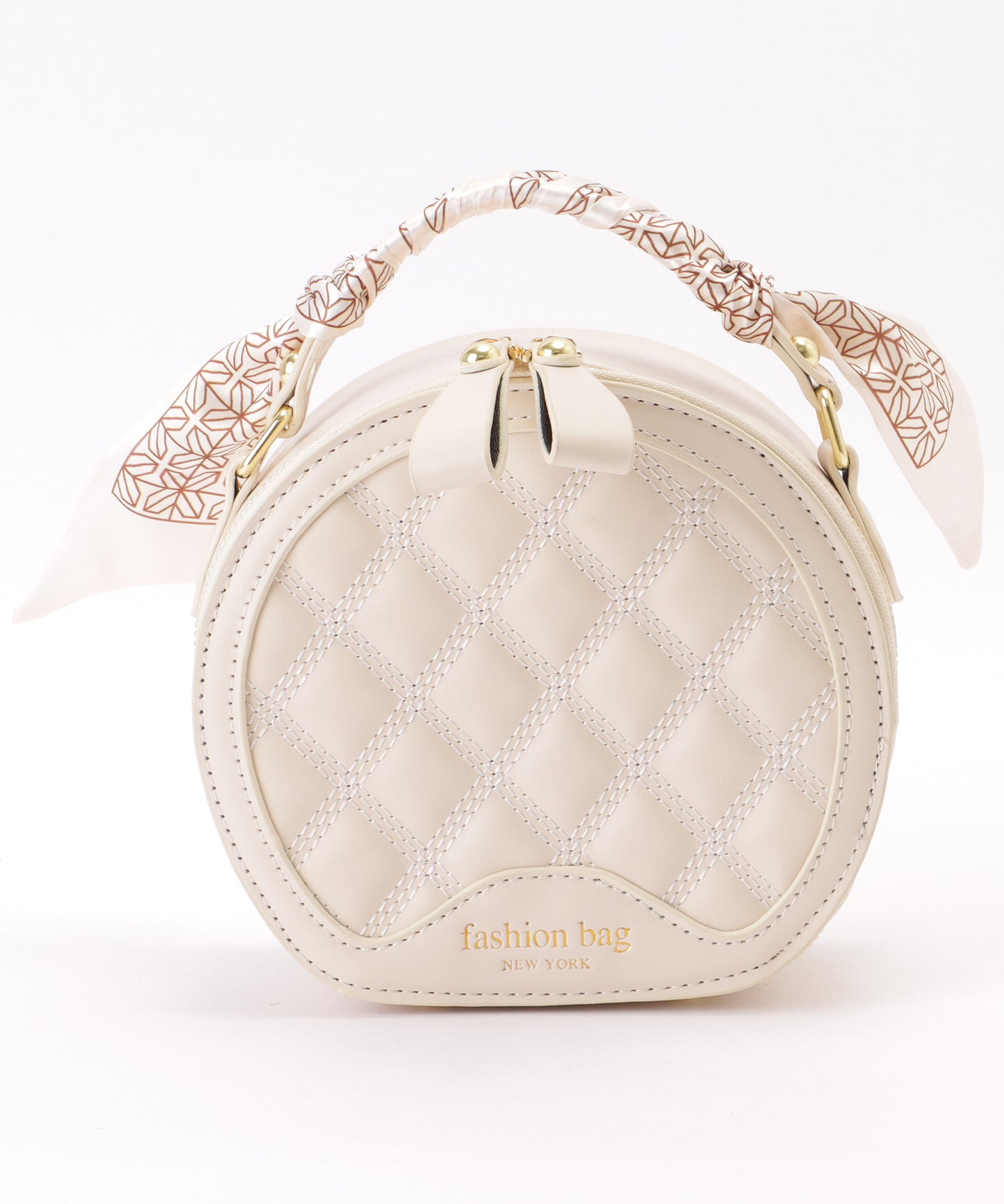 スカーフハンドル キルティング ラウンド チェーンショルダー バッグ