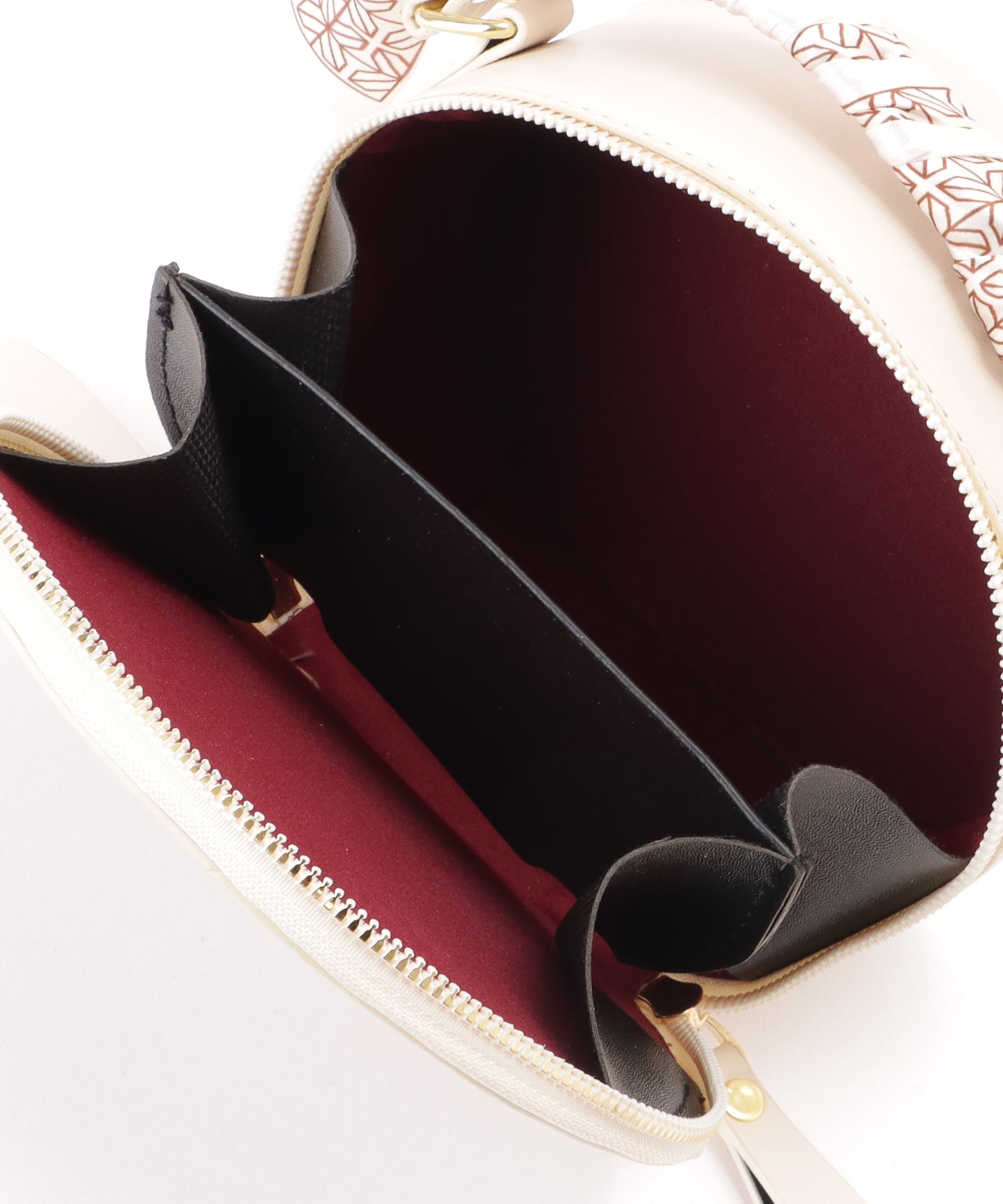 スカーフハンドル キルティング ラウンド チェーンショルダー バッグ