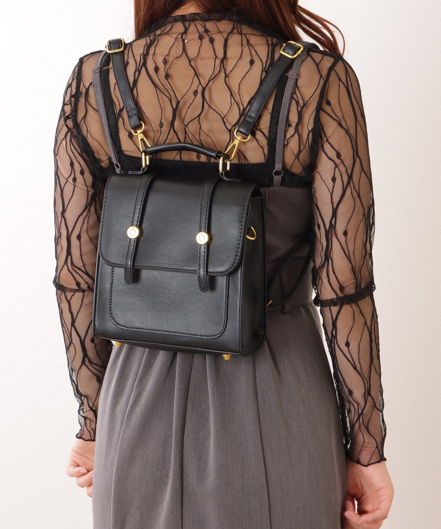 3WAY ストラップ付き フラップ バッグ