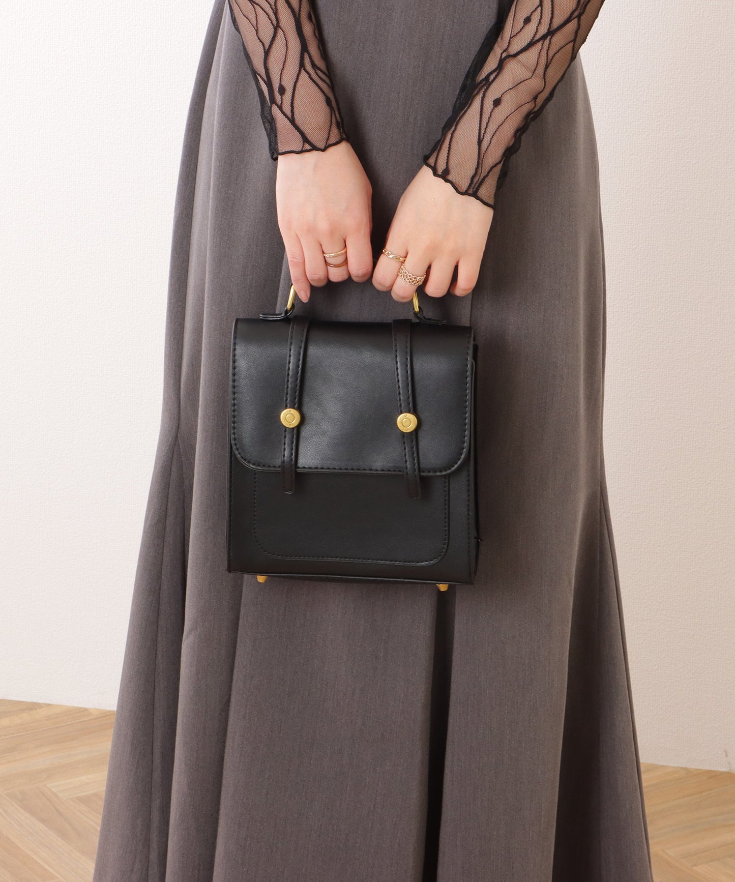 3WAY ストラップ付き フラップ バッグ