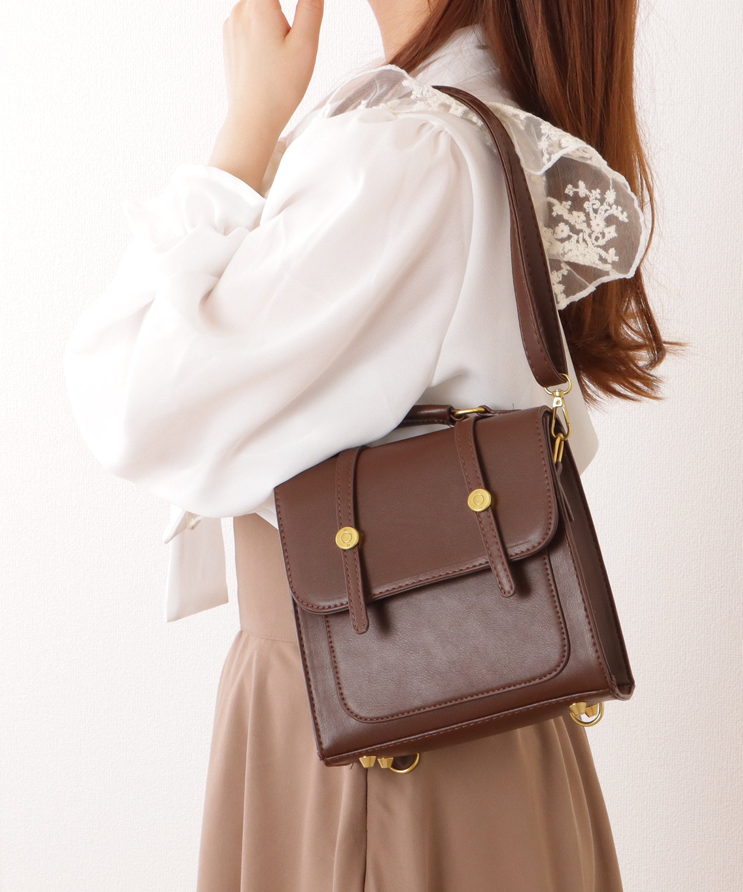 3WAY ストラップ付き フラップ バッグ