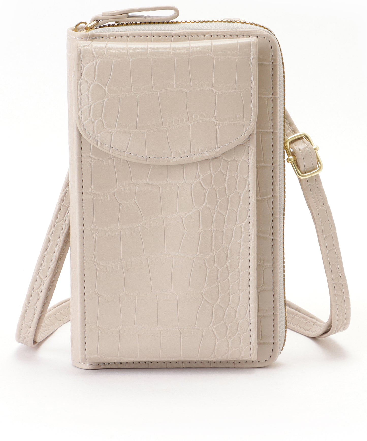 クロコダイル 型押し コンパクトショルダー ケース