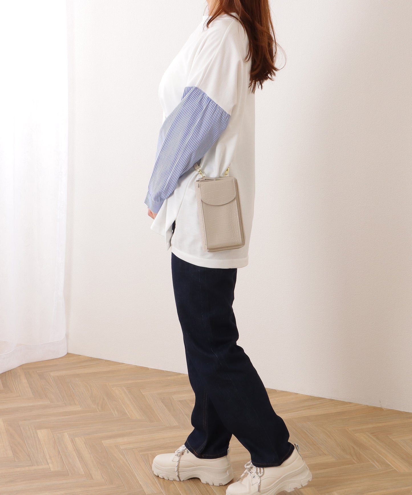 クロコダイル 型押し コンパクトショルダー ケース