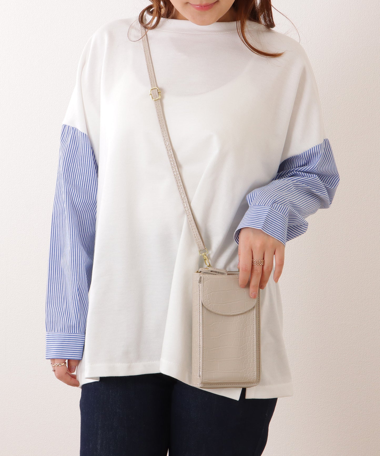 クロコダイル 型押し コンパクトショルダー ケース