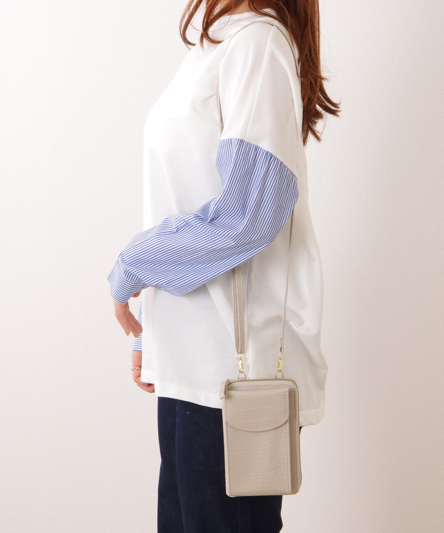 クロコダイル 型押し コンパクトショルダー ケース