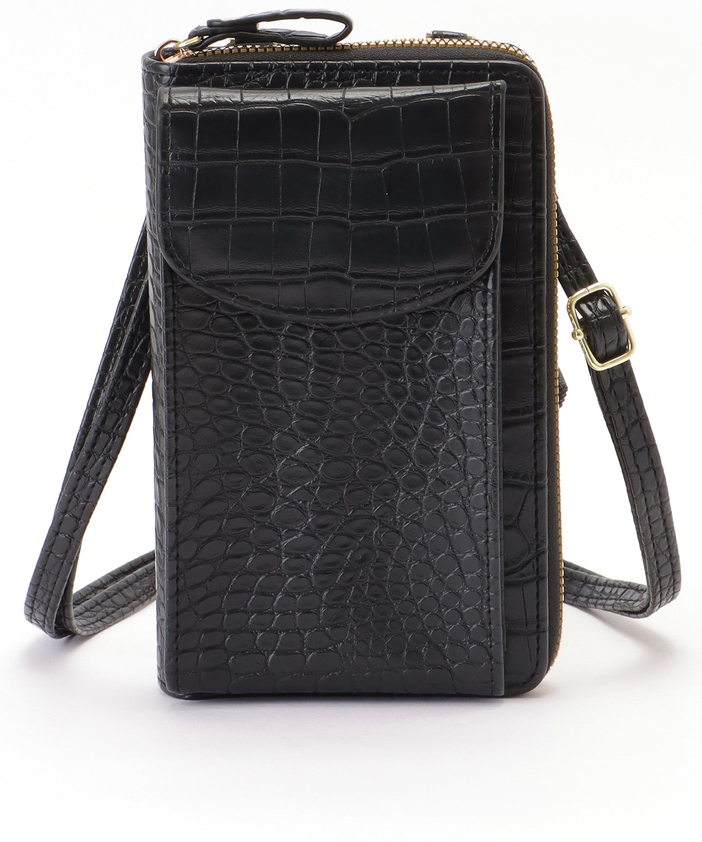 クロコダイル 型押し コンパクトショルダー ケース