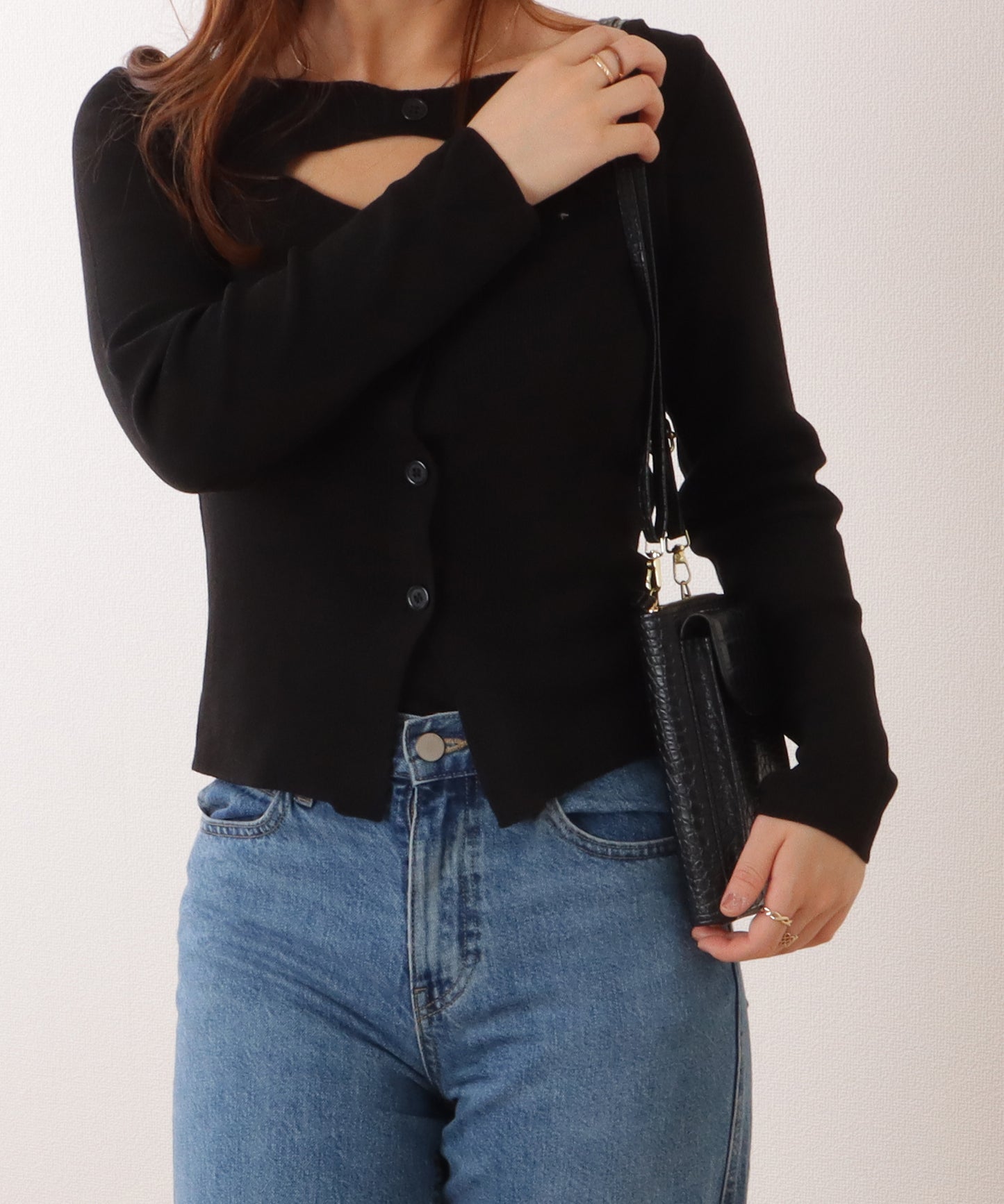 クロコダイル 型押し コンパクトショルダー ケース