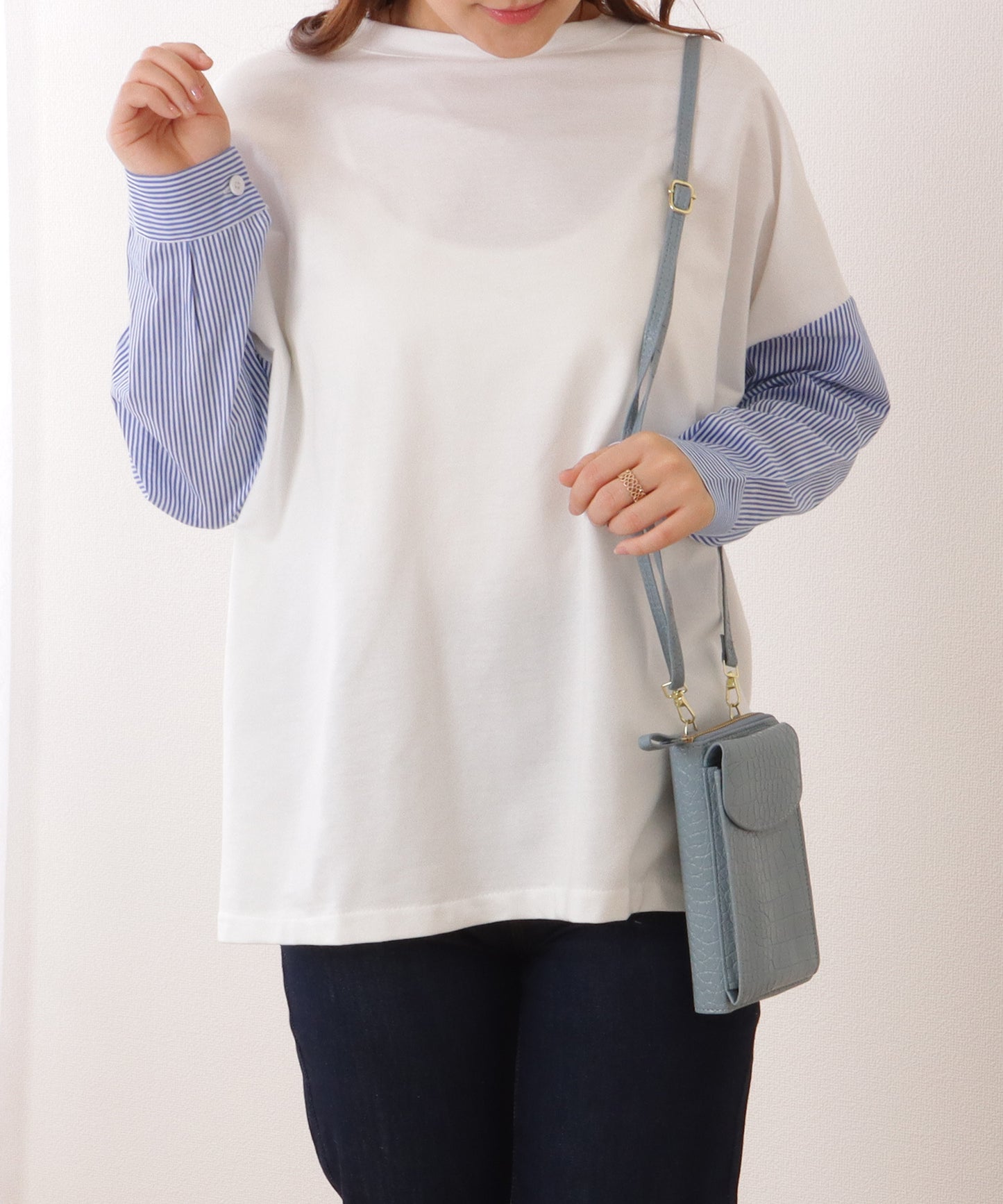 クロコダイル 型押し コンパクトショルダー ケース