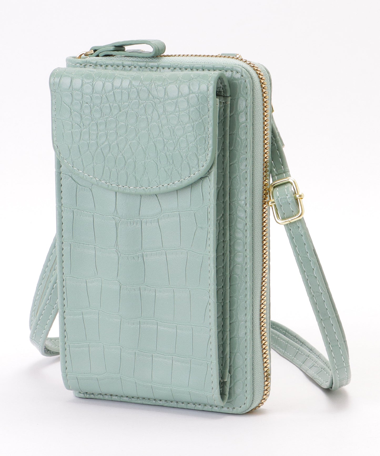 クロコダイル 型押し コンパクトショルダー ケース