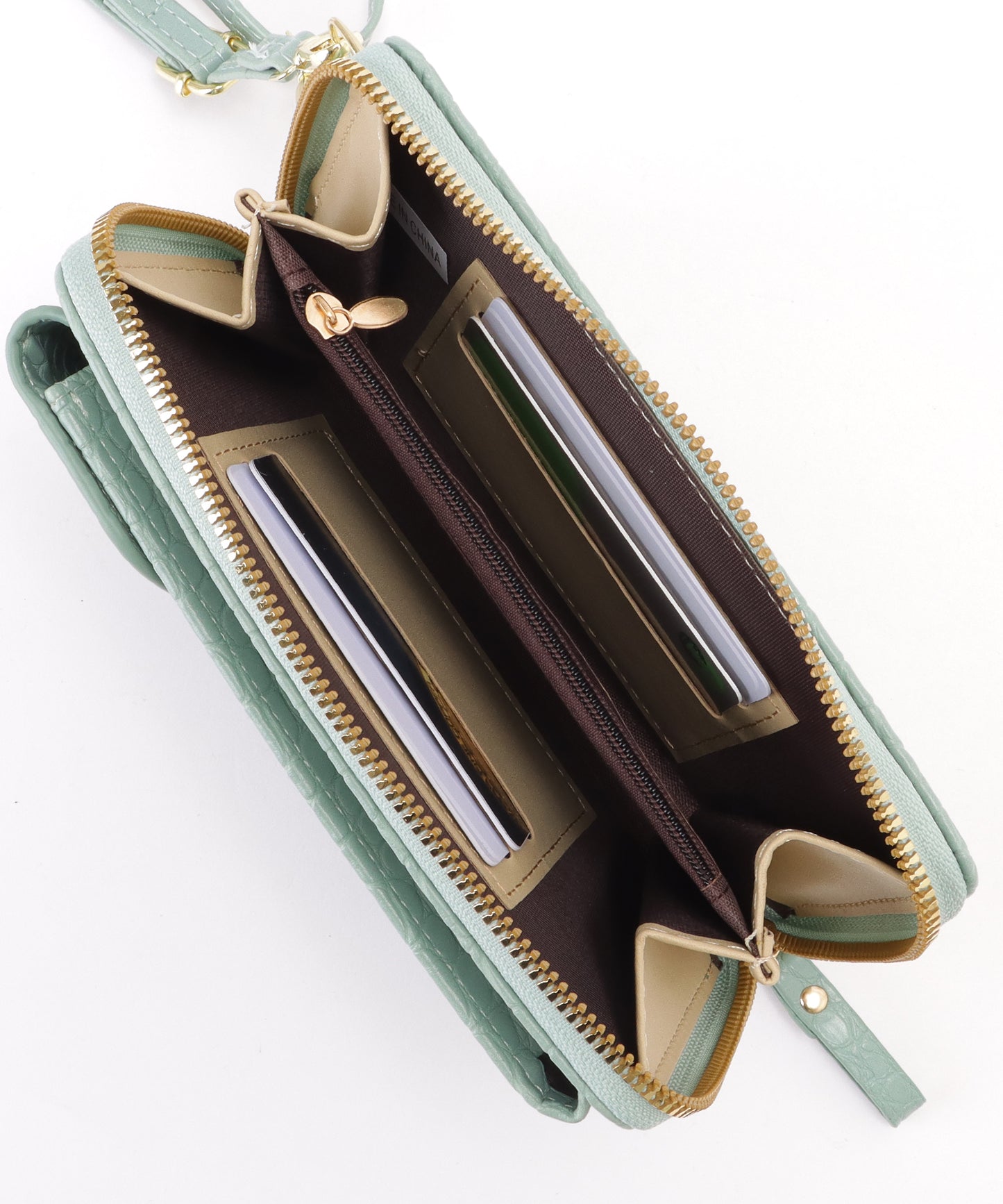 クロコダイル 型押し コンパクトショルダー ケース