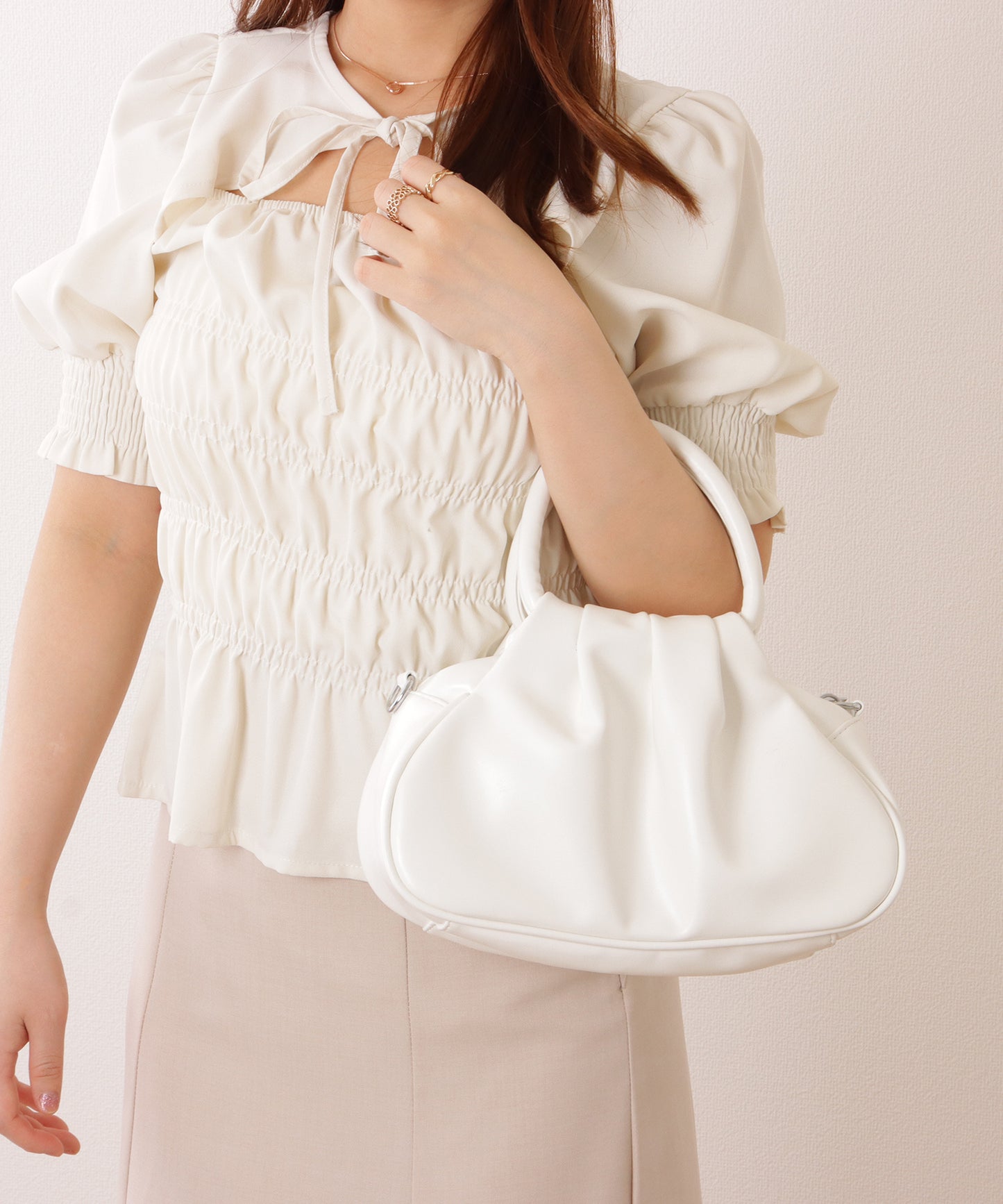 リング ハンドル タック ショルダー バッグ