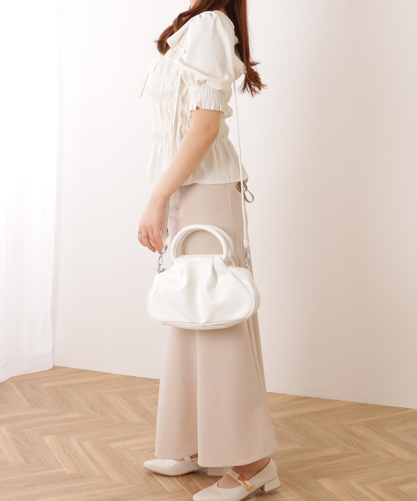 リング ハンドル タック ショルダー バッグ