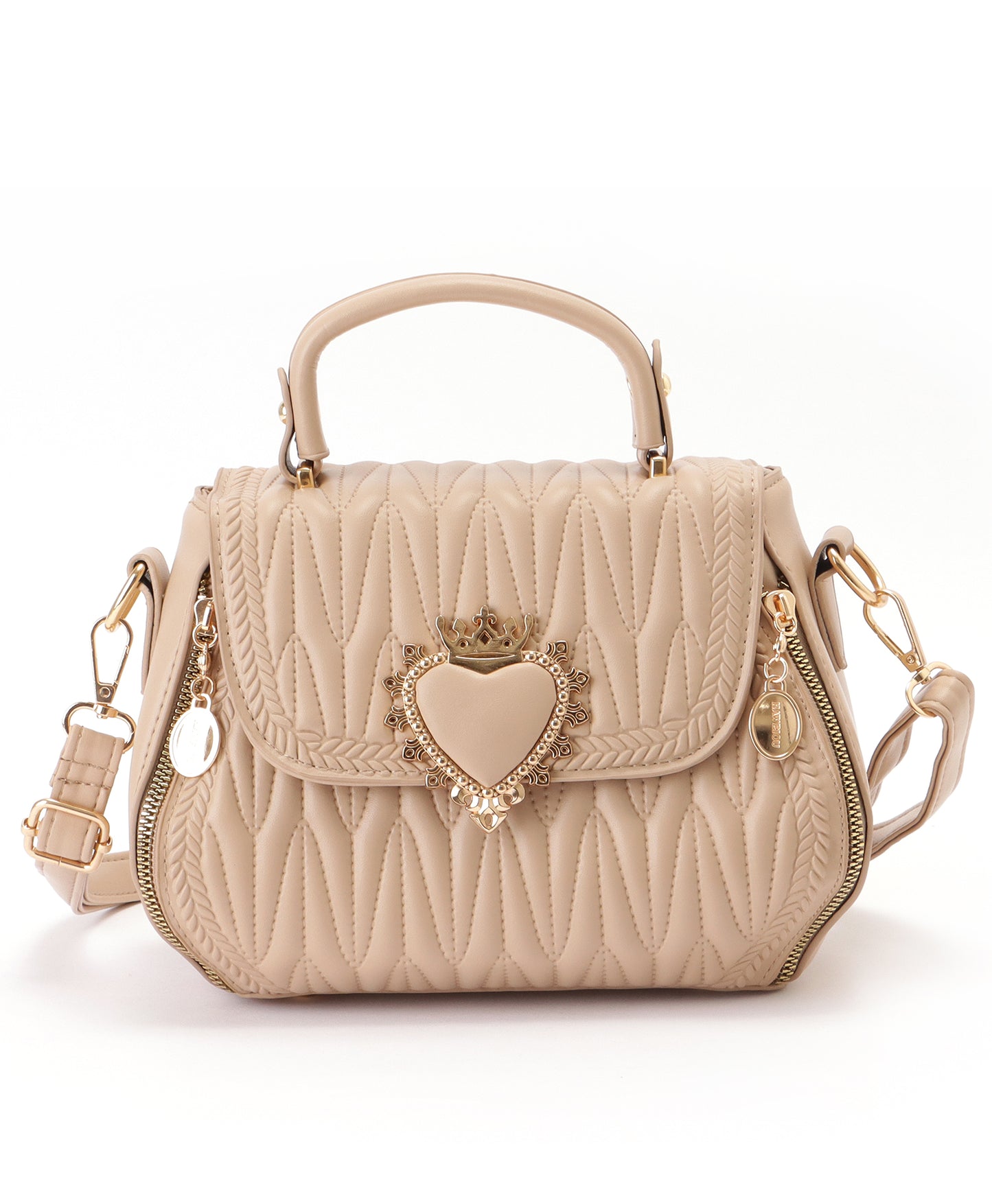 ハートバックル付き キルティング 2WAY ショルダー バッグ