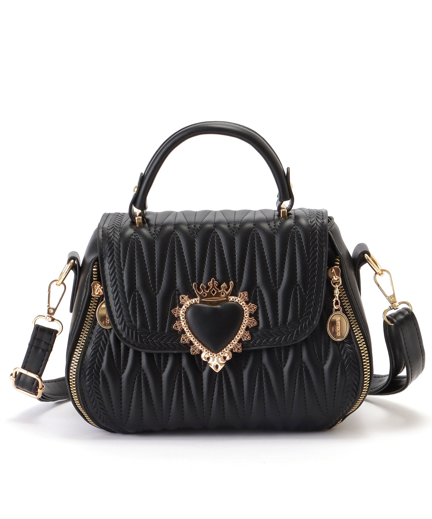 ハートバックル付き キルティング 2WAY ショルダー バッグ