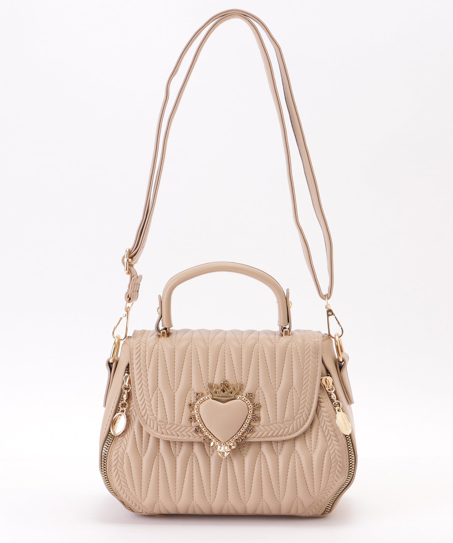 ハートバックル付き キルティング 2WAY ショルダー バッグ