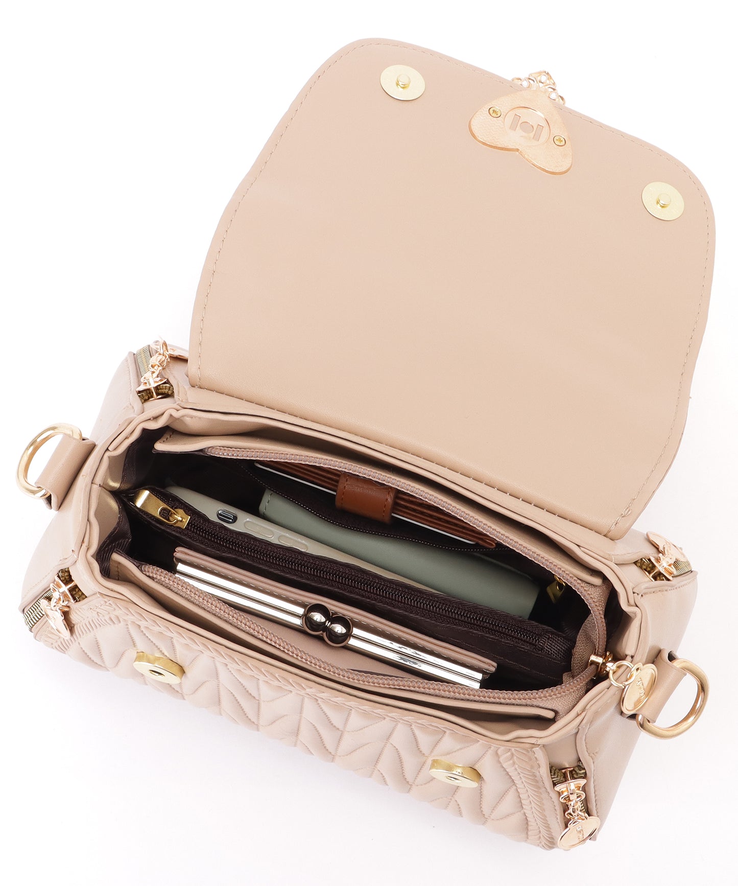 ハートバックル付き キルティング 2WAY ショルダー バッグ