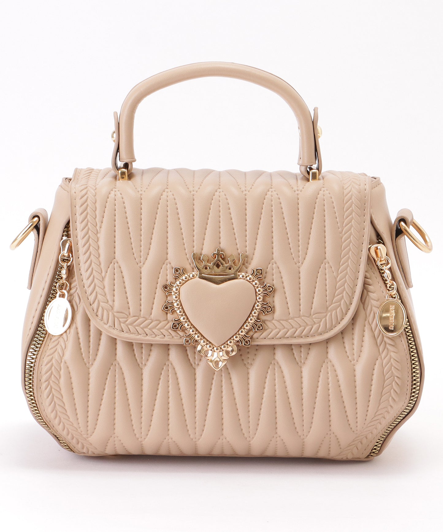 ハートバックル付き キルティング 2WAY ショルダー バッグ