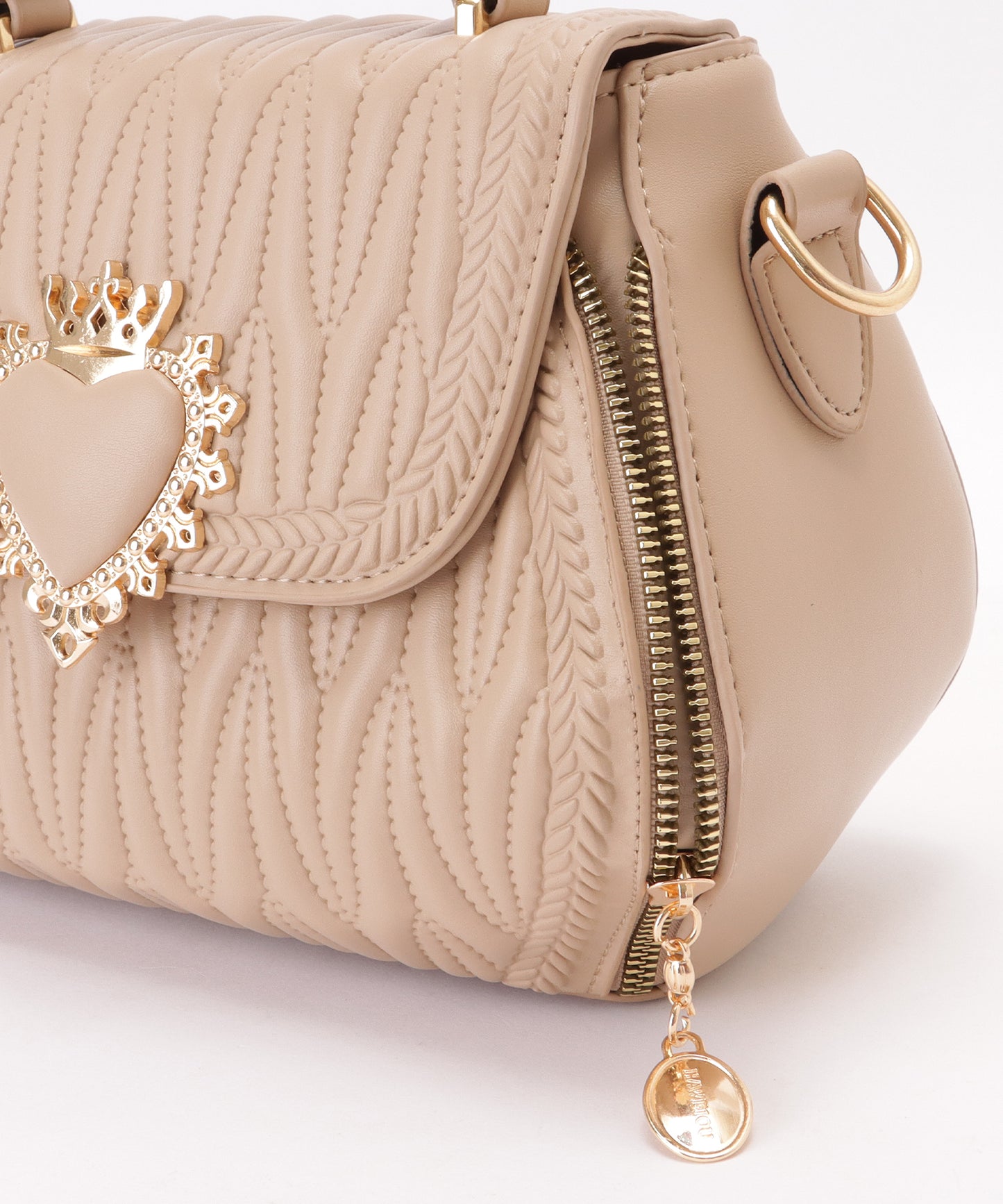 ハートバックル付き キルティング 2WAY ショルダー バッグ