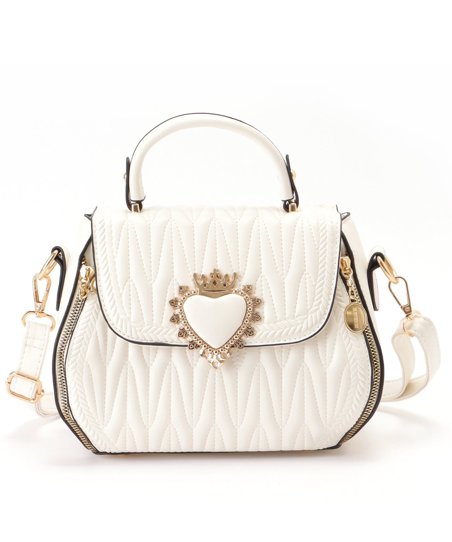 ハートバックル付き キルティング 2WAY ショルダー バッグ