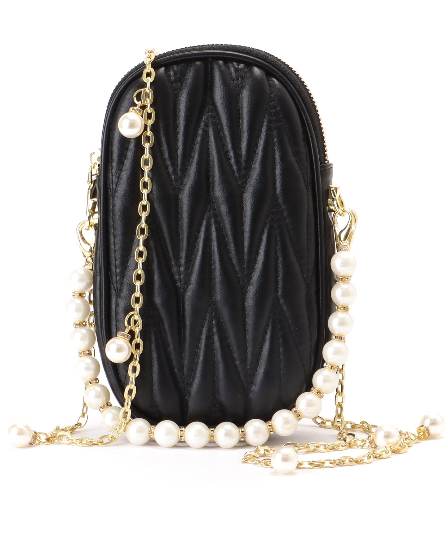 パール チェーン コンパクト キルティング バッグ