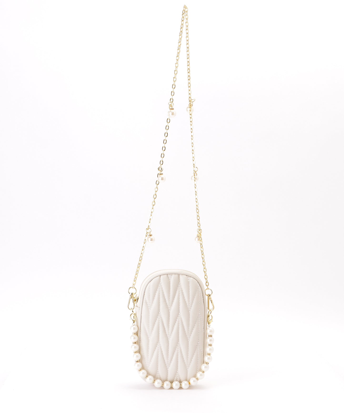 パール チェーン コンパクト キルティング バッグ