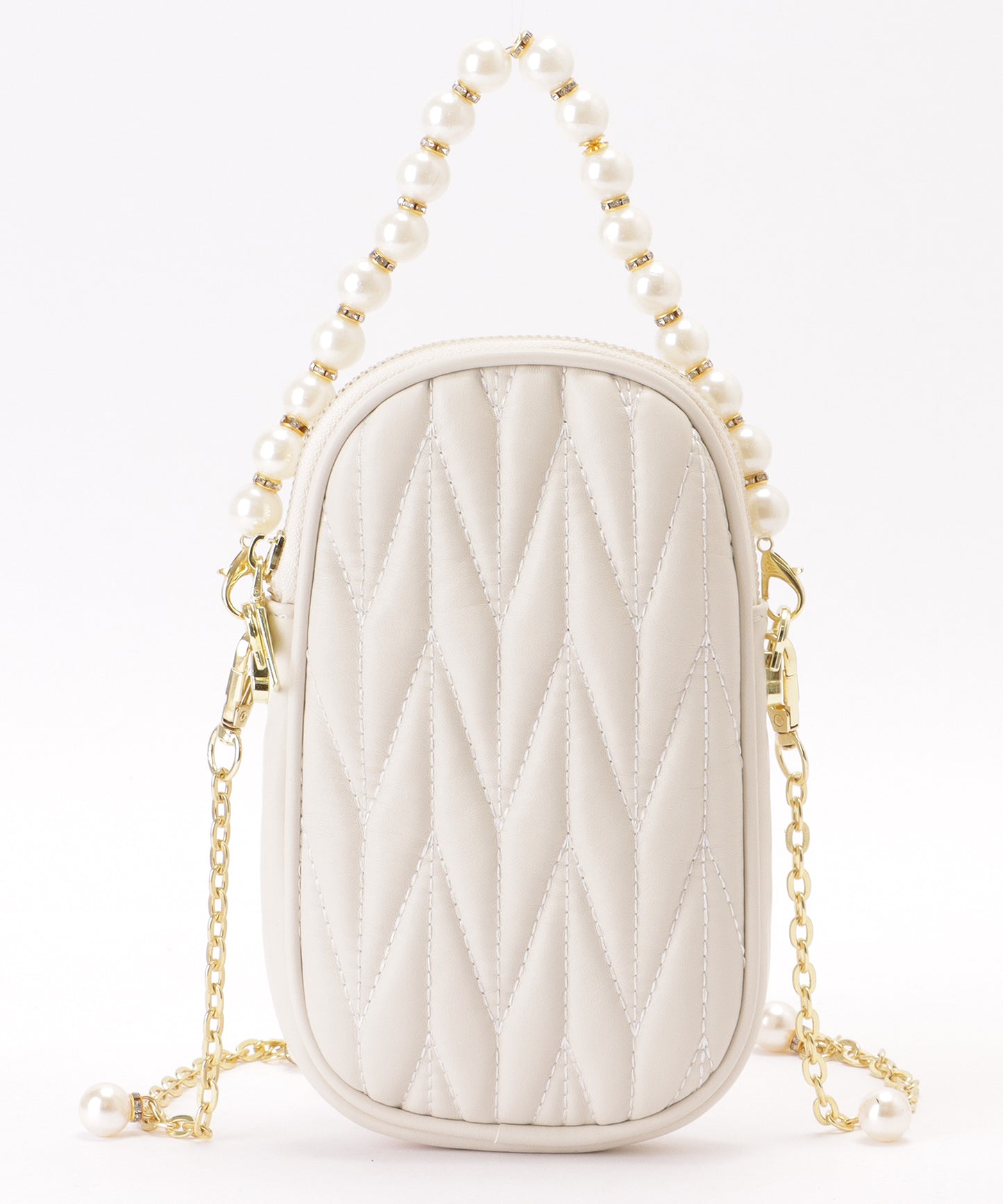 パール チェーン コンパクト キルティング バッグ