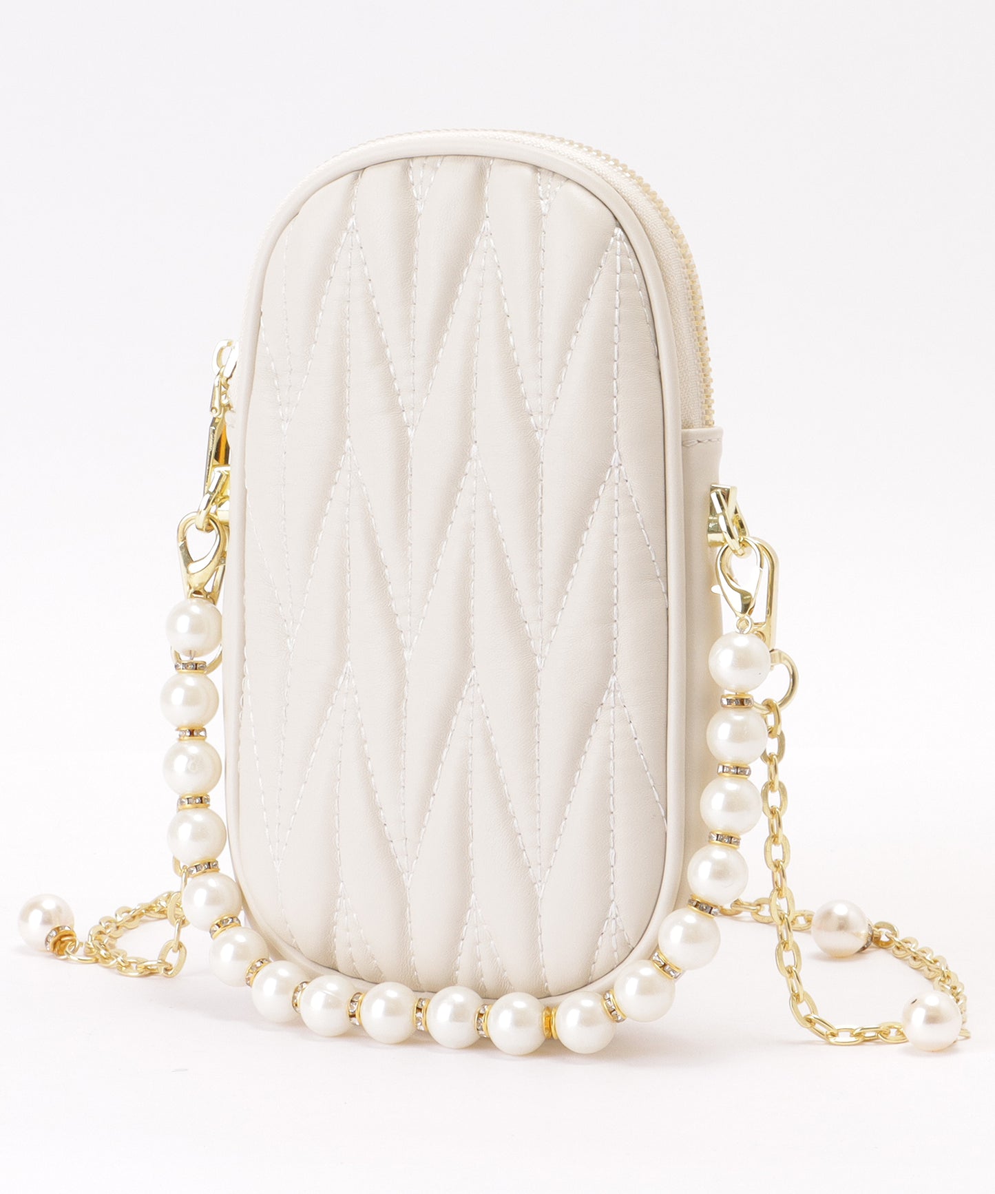 パール チェーン コンパクト キルティング バッグ