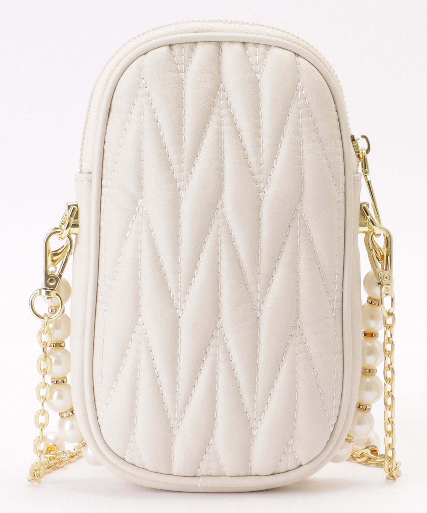 パール チェーン コンパクト キルティング バッグ