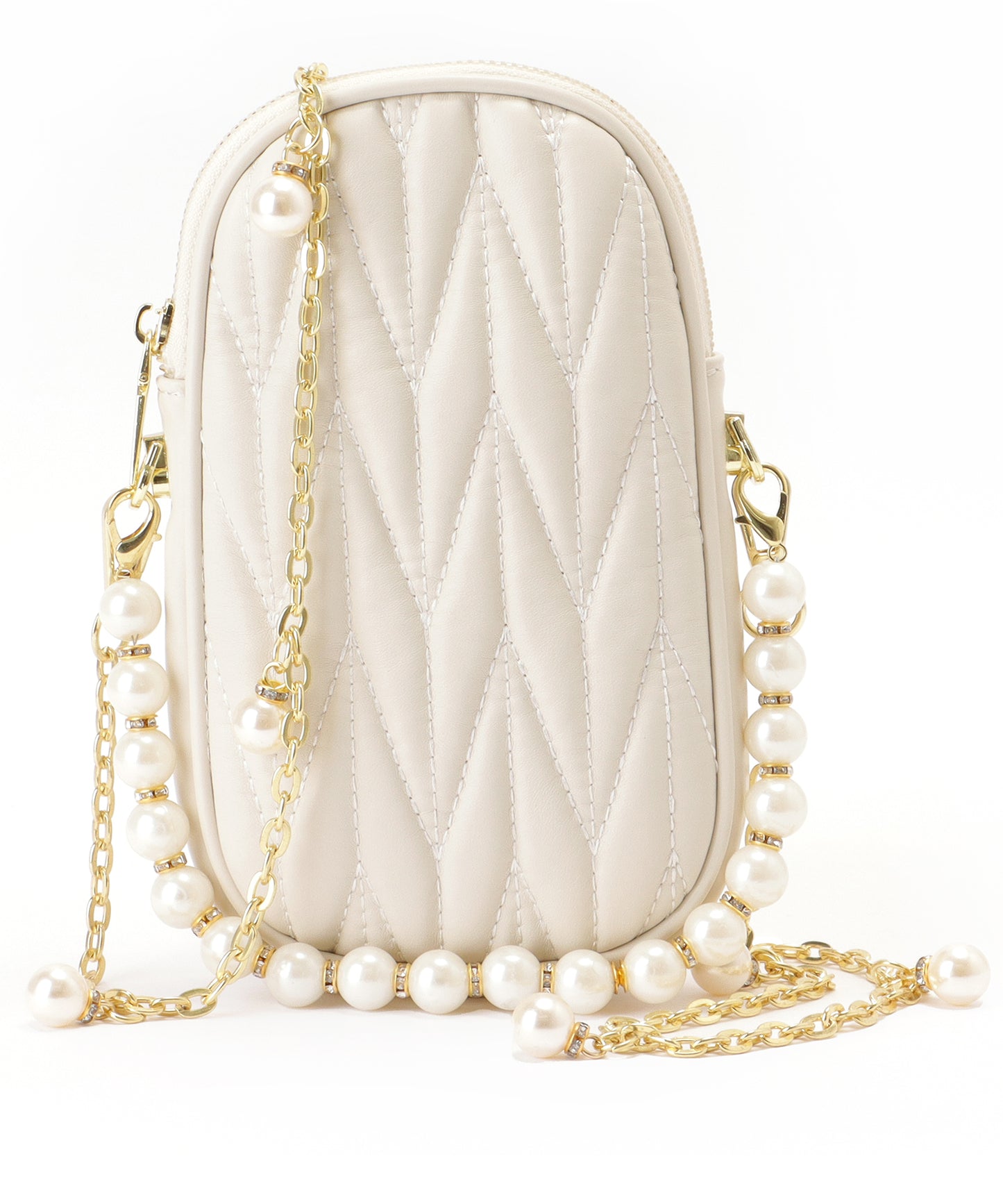 パール チェーン コンパクト キルティング バッグ