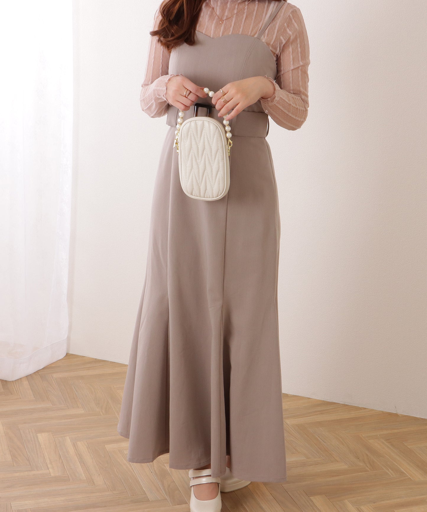 パール チェーン コンパクト キルティング バッグ