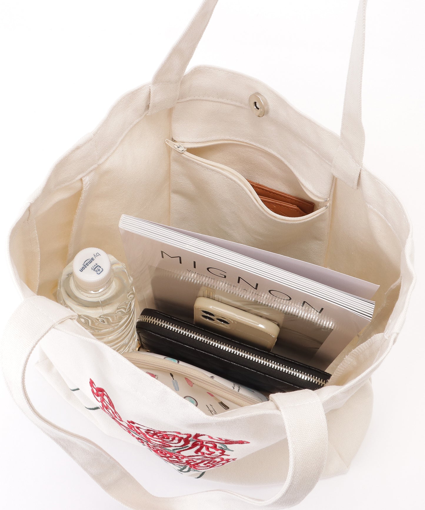 ブーケ 刺繍 大容量 スクエア トート バッグ