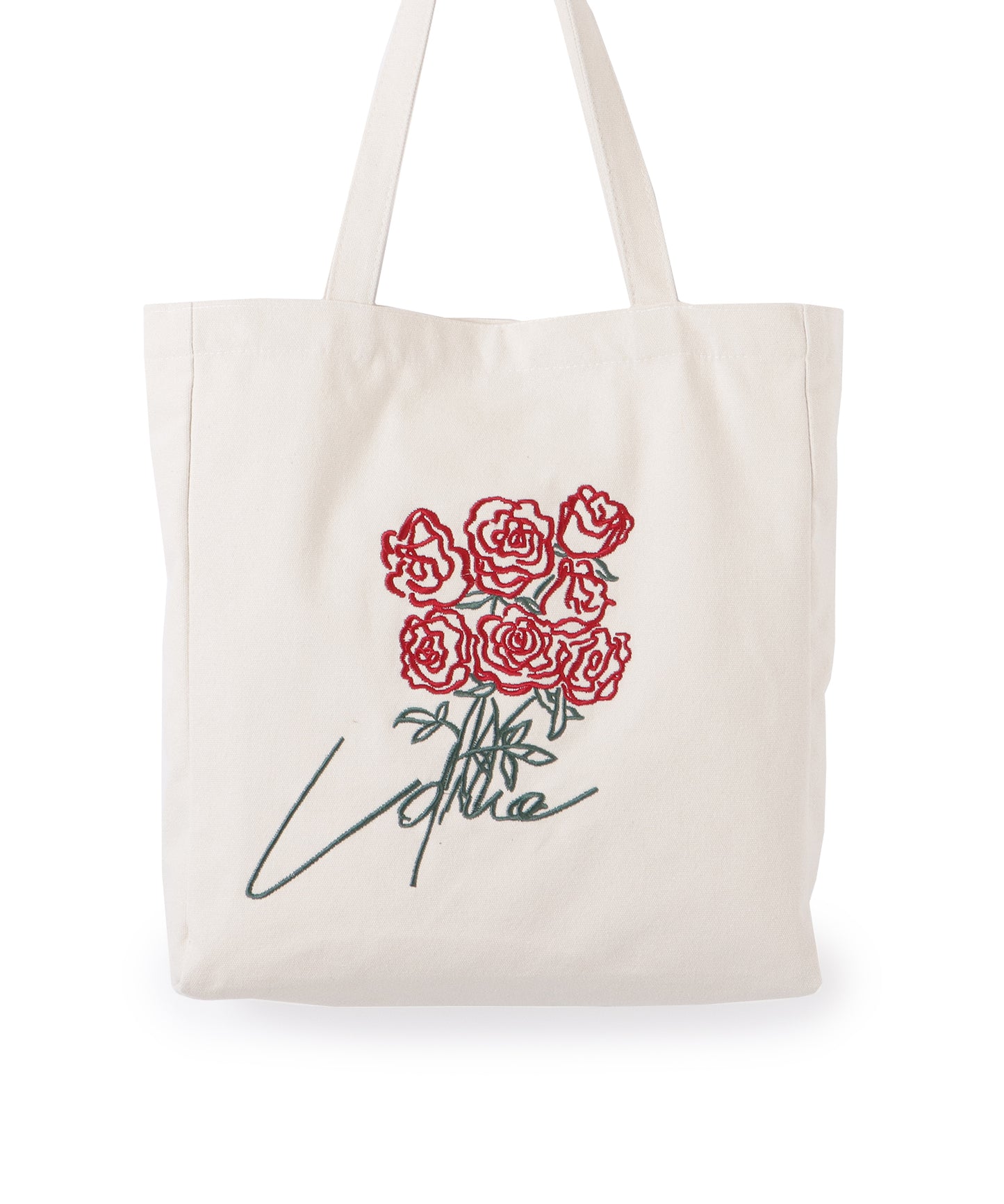 ブーケ 刺繍 大容量 スクエア トート バッグ