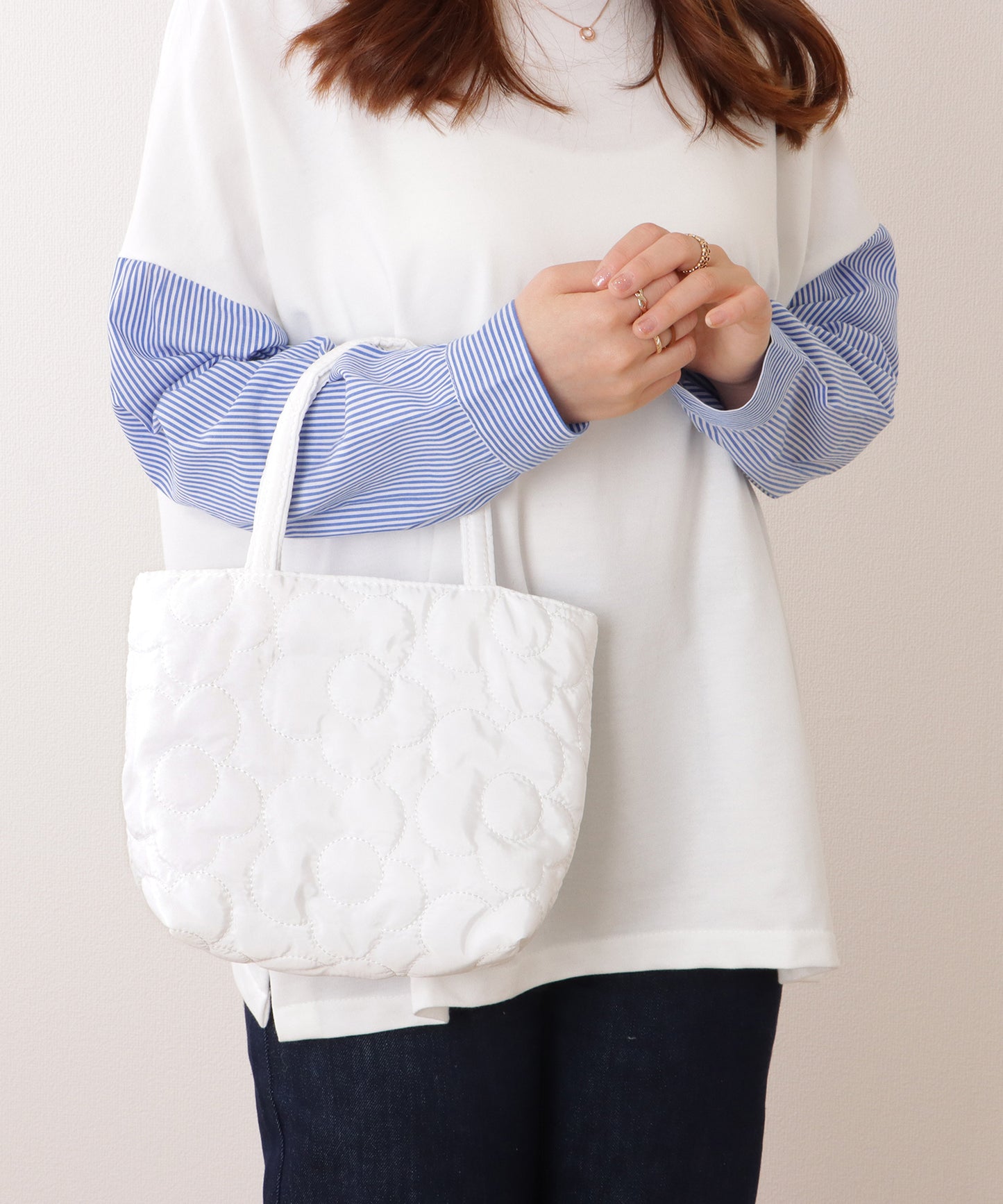 フラワー キルティング ミニ トート バッグ