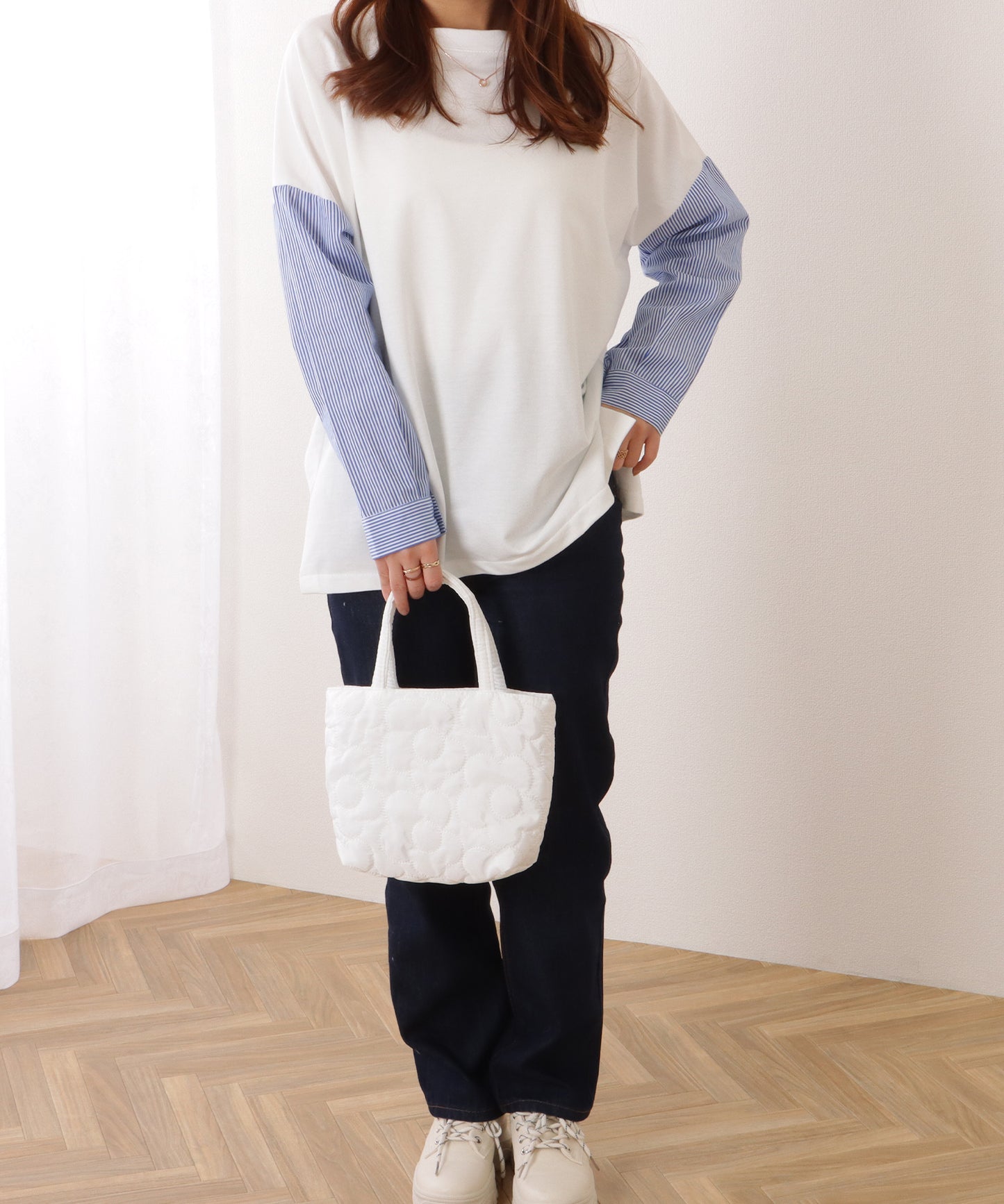 フラワー キルティング ミニ トート バッグ