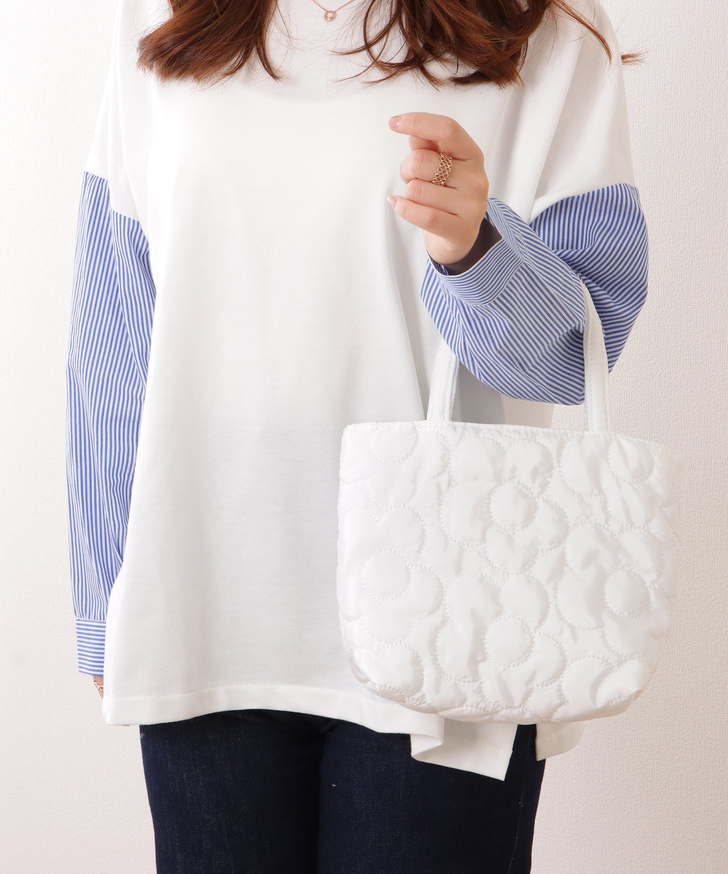 フラワー キルティング ミニ トート バッグ