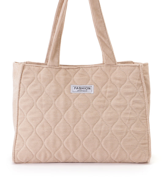 コーデュロイ キルティング スクエア トート バッグ