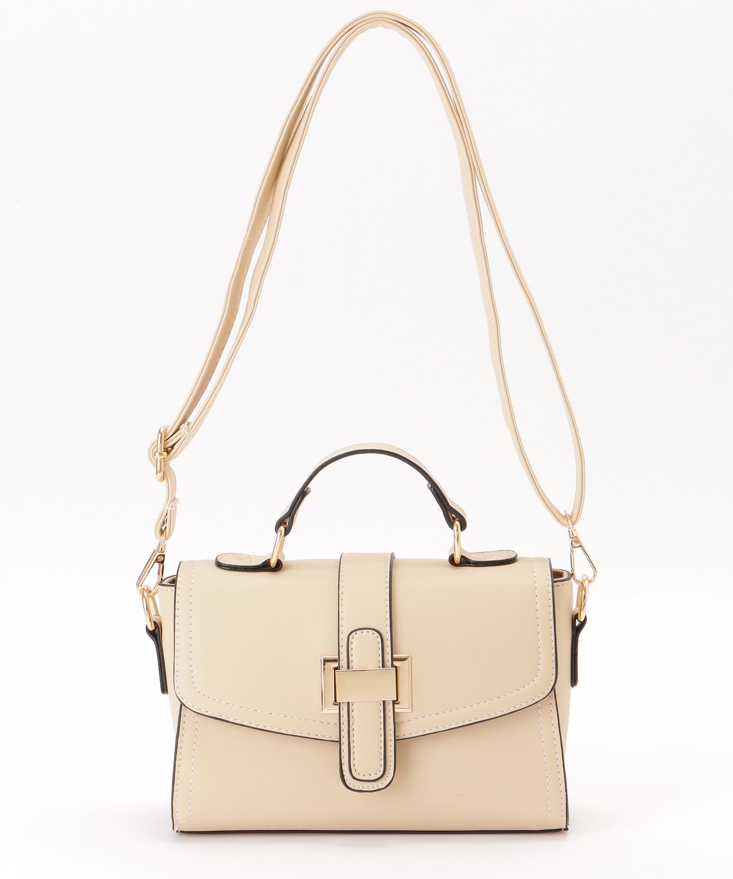 レザー調 コンパクト ステッチ ショルダー バッグ