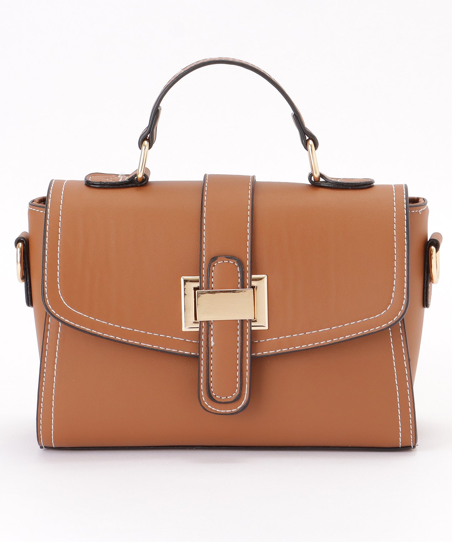 レザー調 コンパクト ステッチ ショルダー バッグ