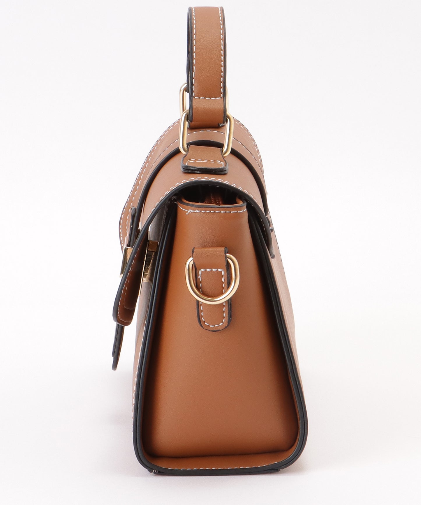 レザー調 コンパクト ステッチ ショルダー バッグ