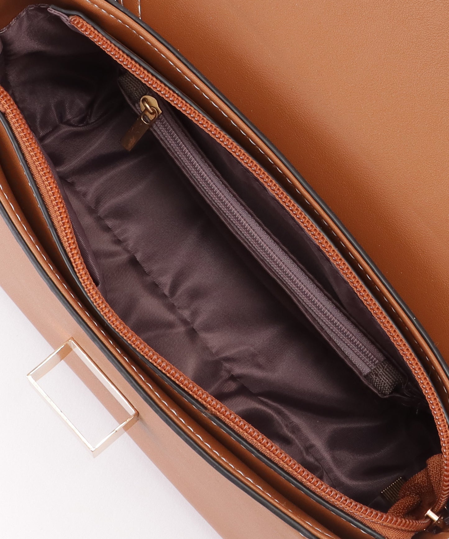 レザー調 コンパクト ステッチ ショルダー バッグ