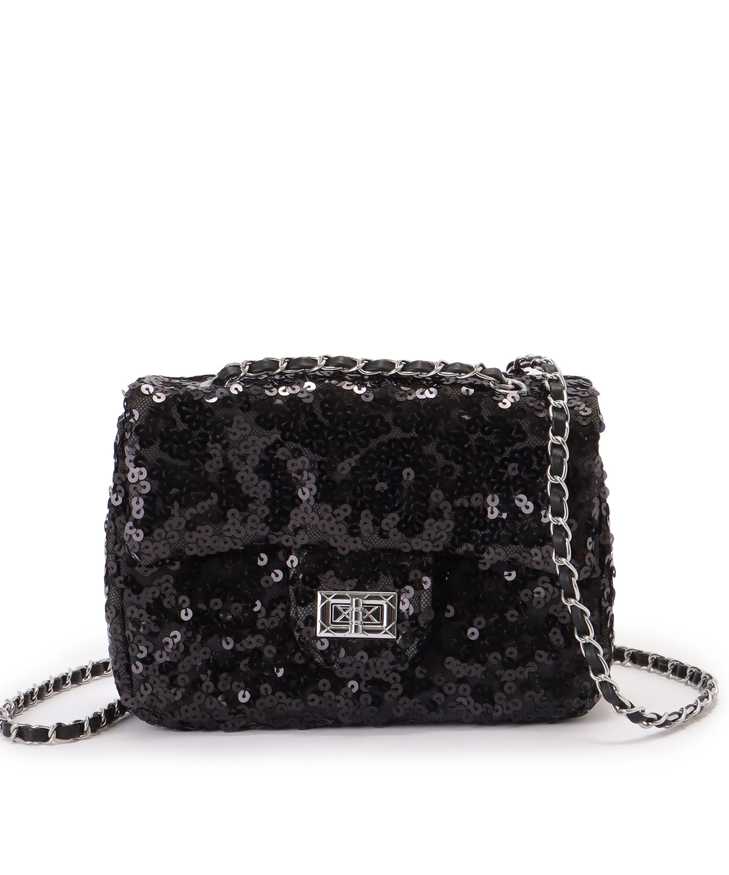 スパンコール フラップ ミニ ショルダー バッグ